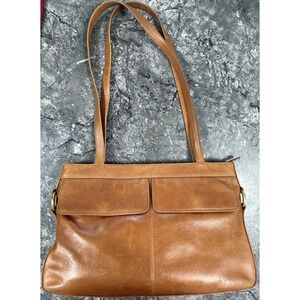 Derek Alexander Double Flap Leather Shoulder Bag Many‎ Compartments Caramel